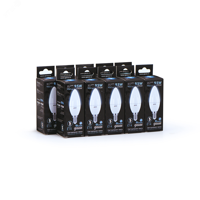 Лампа светодиодная LED 9.5 Вт 950 Лм 4100К белая Е14 Свеча Black Gauss Лампа светодиодная LED 9.5 Вт 950 Лм 4100К белая Е14 Свеча Black Gauss