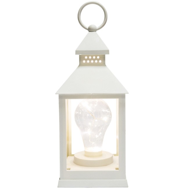 Декоративный фонарь с лампочкой, белый корпус, размер 10,5х10,5х24 см, цвет ТЕПЛЫЙ БЕЛЫЙ Декоративный фонарь с лампочкой, белый корпус, размер 10,5х10,5х24 см, цвет ТЕПЛЫЙ БЕЛЫЙ