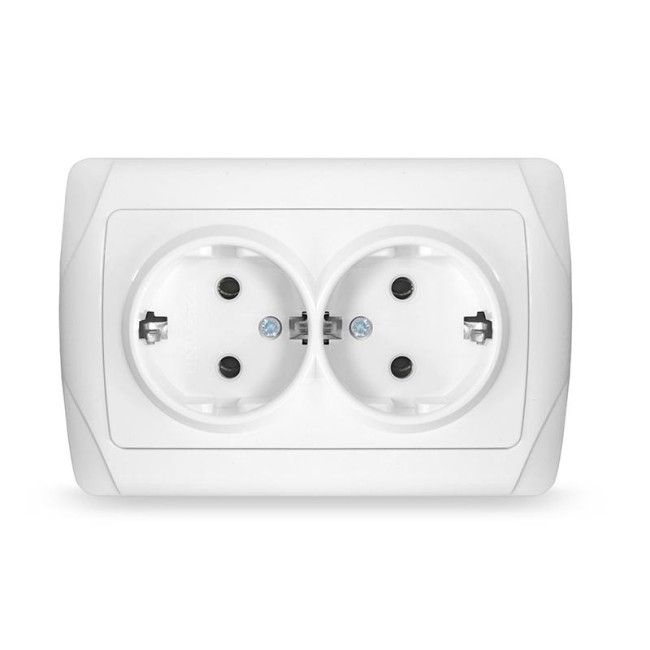 Розетка 2-м СП Маргарита 16А IP20 с заземл. бел. UNIVersal М0128