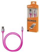 Дата-кабель, ДК 21, USB - Lightning, 1 м, силиконовая оплетка, розовый, TDM Дата-кабель, ДК 21, USB - Lightning, 1 м, силиконовая оплетка, розовый, TDM