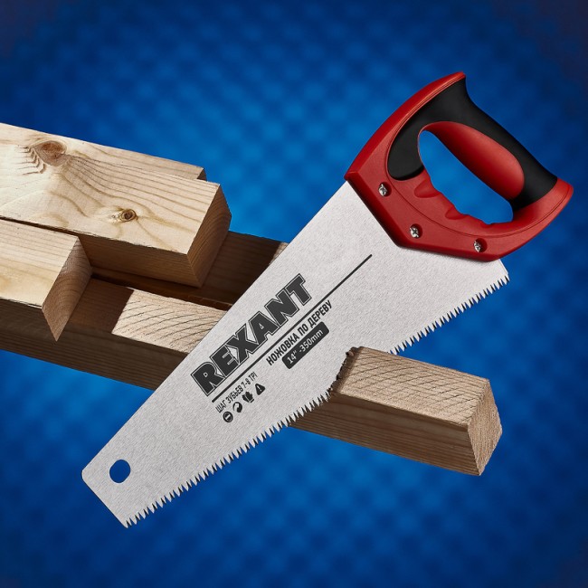 Ножовка по дереву Зубец 350мм, 7-8 TPI, каленый зуб 2D, двухкомпонентная рукоятка REXANT