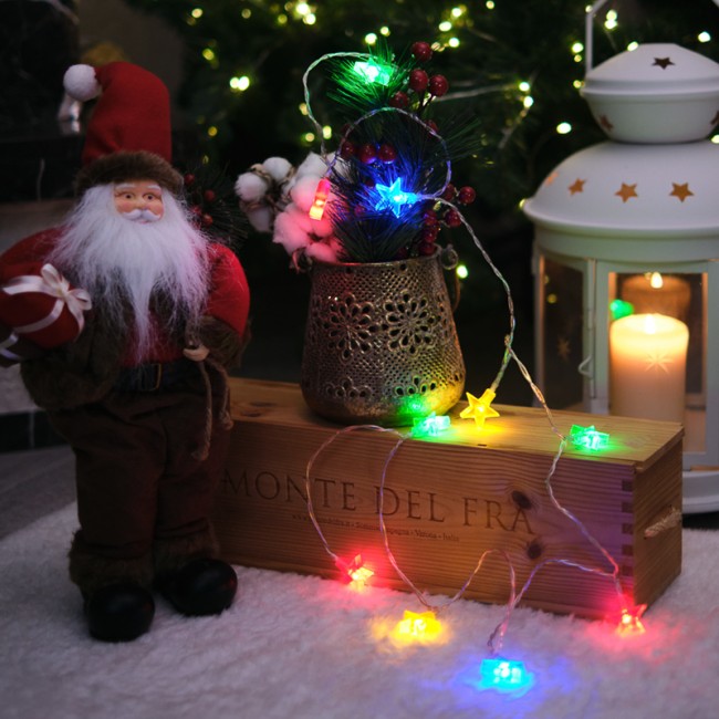 Гирлянда светодиодная Звездочки 1,5 м, 10 LED, прозрачный ПВХ, цвет свечения мультиколор, 2 х АА (батарейки не в комплекте) NEON-NIGHT Гирлянда светодиодная Звездочки 1,5 м, 10 LED, прозрачный ПВХ, цвет свечения мультиколор, 2 х АА (батарейки не в комплекте) NEON-NIGHT