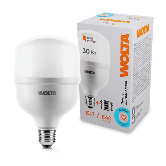 Светодиодная лампа WOLTA 25WHP30E27/40 30Вт 6500К Е27/Е40 Светодиодная лампа WOLTA 25WHP30E27/40 30Вт 6500К Е27/Е40