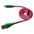 USB-Lightning кабель для iPhone/nylon/flat/pink/1m/REXANT/светящиеся разъемы
