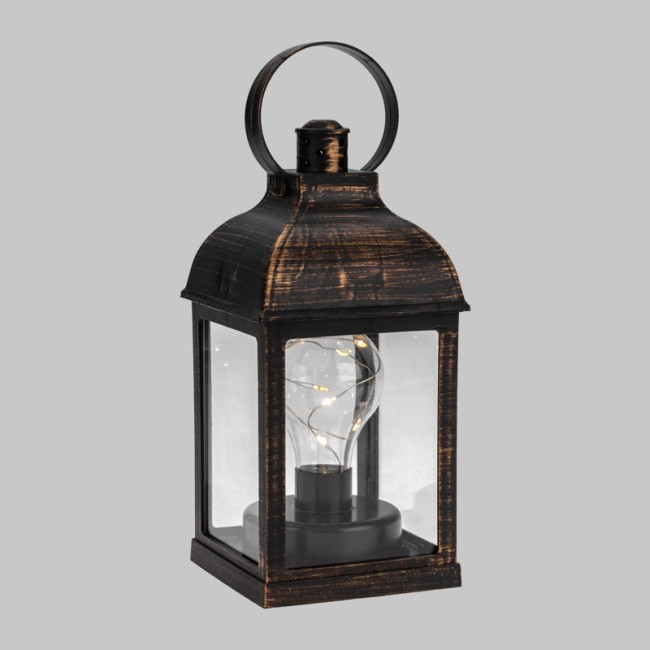 Декоративный фонарь с лампочкой, бронзовый корпус, размер 10,5х10,5х22,5 см, цвет ТЕПЛЫЙ БЕЛЫЙ Декоративный фонарь с лампочкой, бронзовый корпус, размер 10,5х10,5х22,5 см, цвет ТЕПЛЫЙ БЕЛЫЙ