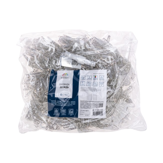 Гирлянда Светодиодный Дождь 2х3м, постоянное свечение, прозрачный провод, 230 В, диоды МУЛЬТИКОЛОР (нужен шнур питания 303-500-1)