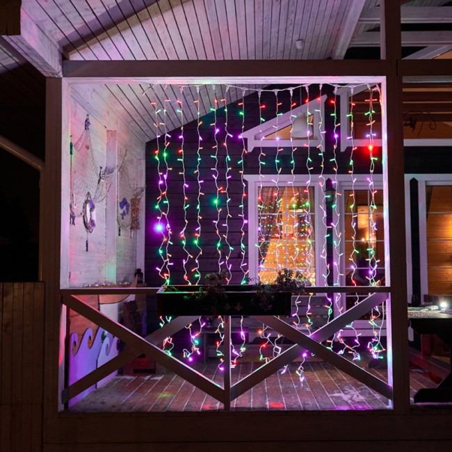 Гирлянда Светодиодный Дождь 2х3м, постоянное свечение, прозрачный провод, 230 В, диоды МУЛЬТИКОЛОР (нужен шнур питания 303-500-1)