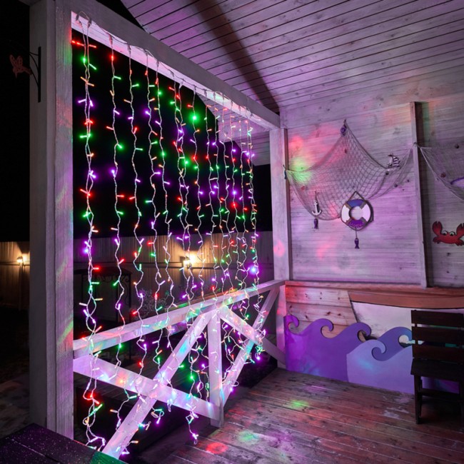 Гирлянда Светодиодный Дождь 2х3м, постоянное свечение, прозрачный провод, 230 В, диоды МУЛЬТИКОЛОР (нужен шнур питания 303-500-1)