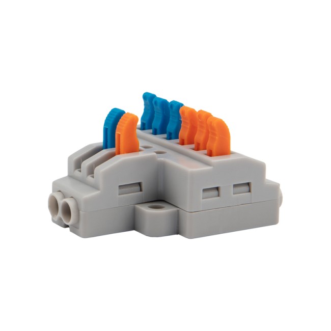 Клемма СМК 2х3 проходная разветвительная 2 полюса, с монтажной площадкой (1 ввод, 3 вывода на полюс) REXANT Клемма СМК 2х3 проходная разветвительная 2 полюса, с монтажной площадкой (1 ввод, 3 вывода на полюс) REXANT