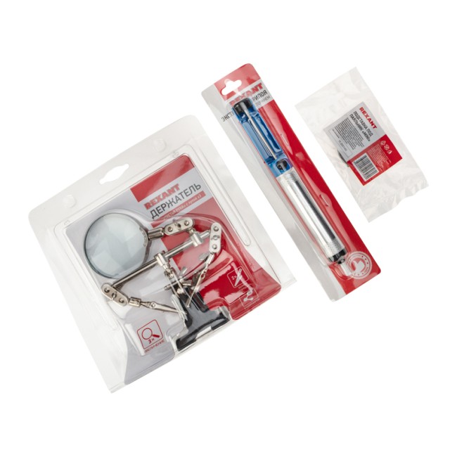 Набор К22 для пайки вспомогательный (держатель Третья рука, подставка, экстрактор) REXANT Набор К22 для пайки вспомогательный (держатель Третья рука, подставка, экстрактор) REXANT