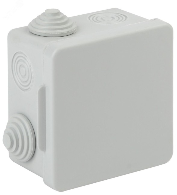 Коробка распаячн. открытой установки КОР 80х80х50мм с гермовводами 7 вх. IP54 Коробка распаячн. открытой установки КОР 80х80х50мм с гермовводами 7 вх. IP54