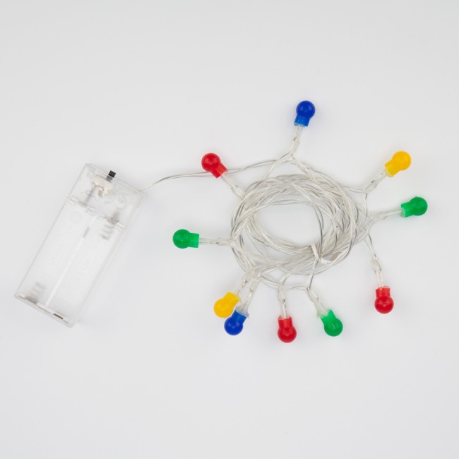 Гирлянда светодиодная Шарики 1,5 м, 10 LED, прозрачный ПВХ, цвет свечения мультиколор, 2 х АА (батарейки не в комплекте) NEON-NIGHT