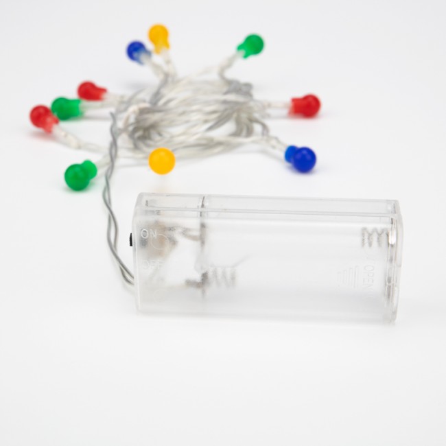 Гирлянда светодиодная Шарики 1,5 м, 10 LED, прозрачный ПВХ, цвет свечения мультиколор, 2 х АА (батарейки не в комплекте) NEON-NIGHT