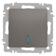 Выключатель 1-кл. СП Accent 6-102-09 10А IP20 250В с подсветкой AL/CU титан Intro Б0063460