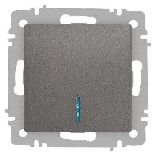 Выключатель 1-кл. СП Accent 6-102-09 10А IP20 250В с подсветкой AL/CU титан Intro Б0063460