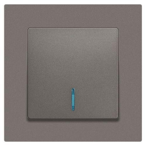 Выключатель 1-кл. СП Accent 6-102-09 10А IP20 250В с подсветкой AL/CU титан Intro Б0063460