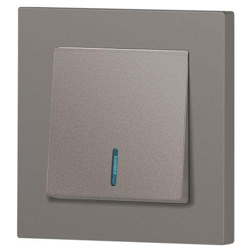 Выключатель 1-кл. СП Accent 6-102-09 10А IP20 250В с подсветкой AL/CU титан Intro Б0063460