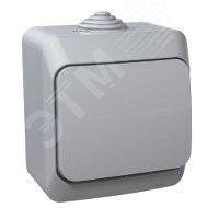 ЭТЮД Выключатель одноклавишный наружный IP44 серый ЭТЮД Выключатель одноклавишный наружный IP44 серый