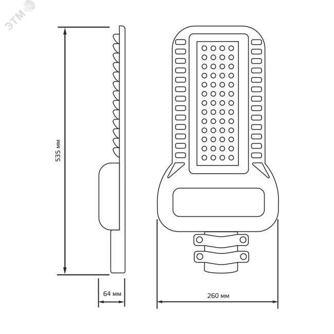 Светильник уличный светодиодный ДКУ-150 Вт 18000 Лм 5000K IP65 535х260х64 мм КСС Ш 120-260 В LED Qplus Gauss