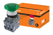 Кнопка грибовидная МРМ1-11G(LED) в сборе d40мм/220B 1з+1р зеленая TDM Кнопка грибовидная МРМ1-11G(LED) в сборе d40мм/220B 1з+1р зеленая TDM