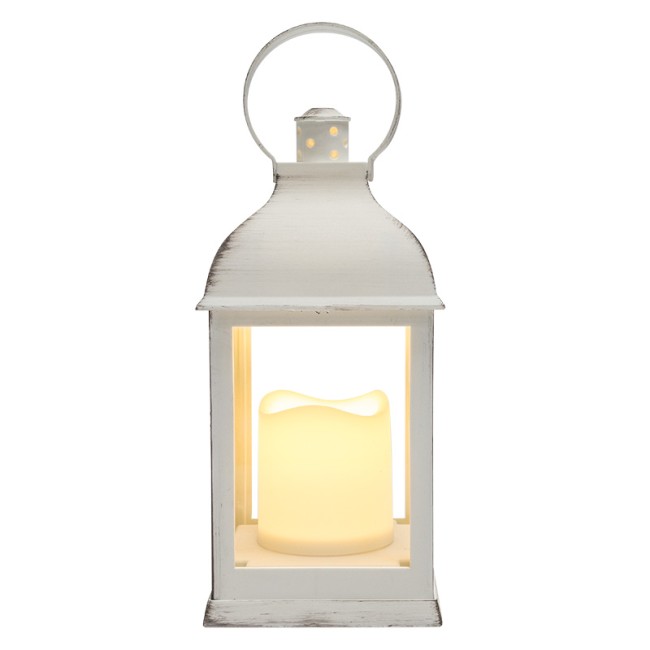Декоративный фонарь со свечкой, белый корпус, размер 10,5х10,5х22,35 см, цвет ТЕПЛЫЙ БЕЛЫЙ Декоративный фонарь со свечкой, белый корпус, размер 10,5х10,5х22,35 см, цвет ТЕПЛЫЙ БЕЛЫЙ
