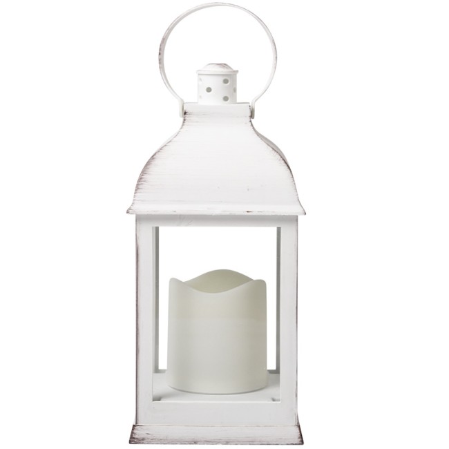 Декоративный фонарь со свечкой, белый корпус, размер 10,5х10,5х22,35 см, цвет ТЕПЛЫЙ БЕЛЫЙ Декоративный фонарь со свечкой, белый корпус, размер 10,5х10,5х22,35 см, цвет ТЕПЛЫЙ БЕЛЫЙ