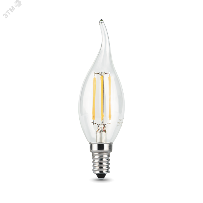 Лампа светодиодная LED 5 Вт 420 Лм 2700К теплая Е14 Свеча на ветру диммируемая Filament Gauss