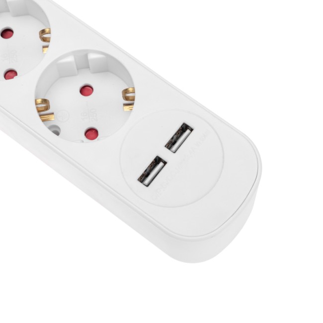 Удлинитель STANDARD 3 гнезда, 3м, 3х1,0мм², с/з, с выключателем, 2 USB, белый REXANT Удлинитель STANDARD 3 гнезда, 3м, 3х1,0мм², с/з, с выключателем, 2 USB, белый REXANT