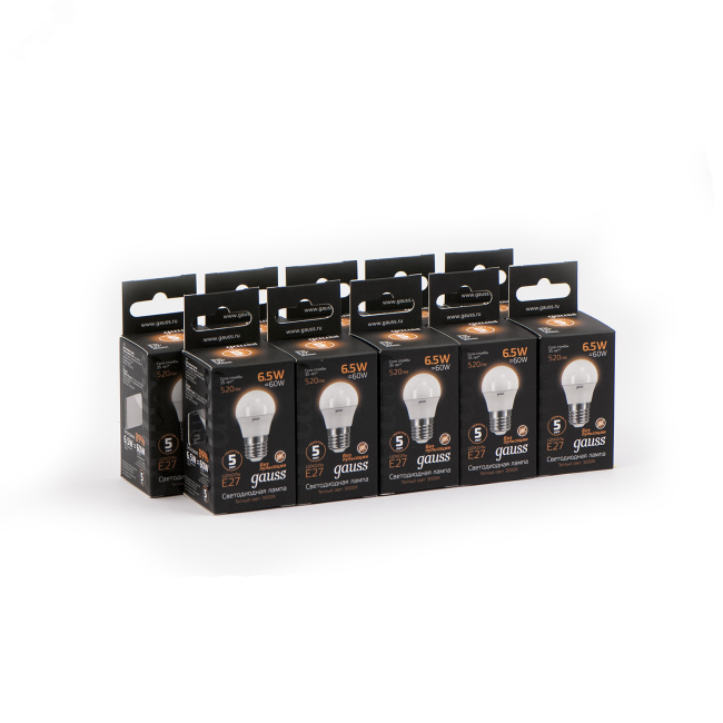 Лампа светодиодная LED 6.5 Вт 520 Лм 3000К теплая Е27 Шар Black Gauss