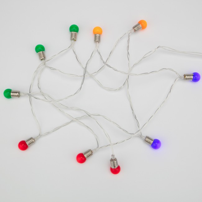 Гирлянда светодиодная Мини-лампочки 1.5 м, 10 LED, прозрачный ПВХ, цвет свечения мультиколор, 2 х АА (батарейки не в комплекте) NEON-NIGHT