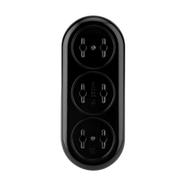 Колодка 3 гнезда карболитовая б/з 16 А, черная Rexant Колодка 3 гнезда карболитовая б/з 16 А, черная Rexant