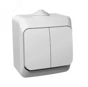 ЭТЮД Выключатель двухклавишный наружный IP44 белый ЭТЮД Выключатель двухклавишный наружный IP44 белый