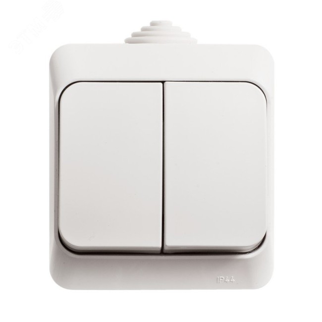 ЭТЮД Выключатель двухклавишный наружный IP44 белый