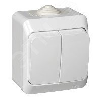 ЭТЮД Выключатель двухклавишный наружный IP44 белый