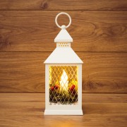 Декоративный фонарь со свечкой, белый корпус, размер 10,5х10,5х24 см, цвет ТЕПЛЫЙ БЕЛЫЙ Декоративный фонарь со свечкой, белый корпус, размер 10,5х10,5х24 см, цвет ТЕПЛЫЙ БЕЛЫЙ