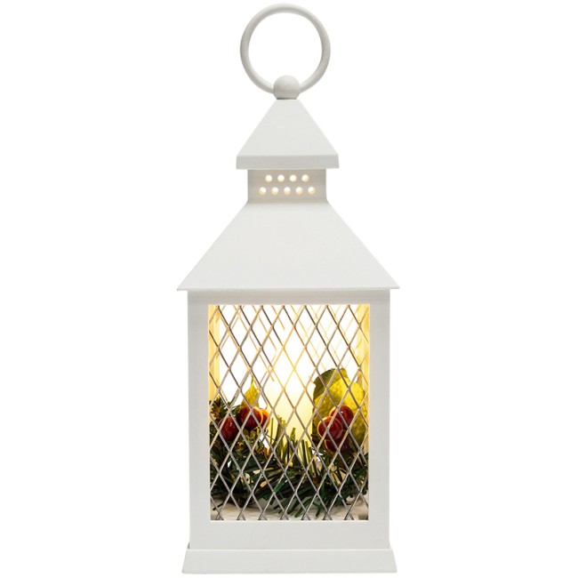 Декоративный фонарь со свечкой, белый корпус, размер 10,5х10,5х24 см, цвет ТЕПЛЫЙ БЕЛЫЙ Декоративный фонарь со свечкой, белый корпус, размер 10,5х10,5х24 см, цвет ТЕПЛЫЙ БЕЛЫЙ
