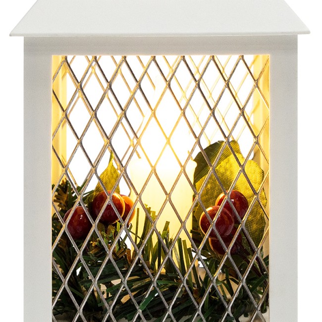 Декоративный фонарь со свечкой, белый корпус, размер 10,5х10,5х24 см, цвет ТЕПЛЫЙ БЕЛЫЙ Декоративный фонарь со свечкой, белый корпус, размер 10,5х10,5х24 см, цвет ТЕПЛЫЙ БЕЛЫЙ