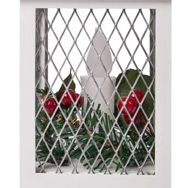 Декоративный фонарь со свечкой, белый корпус, размер 10,5х10,5х24 см, цвет ТЕПЛЫЙ БЕЛЫЙ Декоративный фонарь со свечкой, белый корпус, размер 10,5х10,5х24 см, цвет ТЕПЛЫЙ БЕЛЫЙ