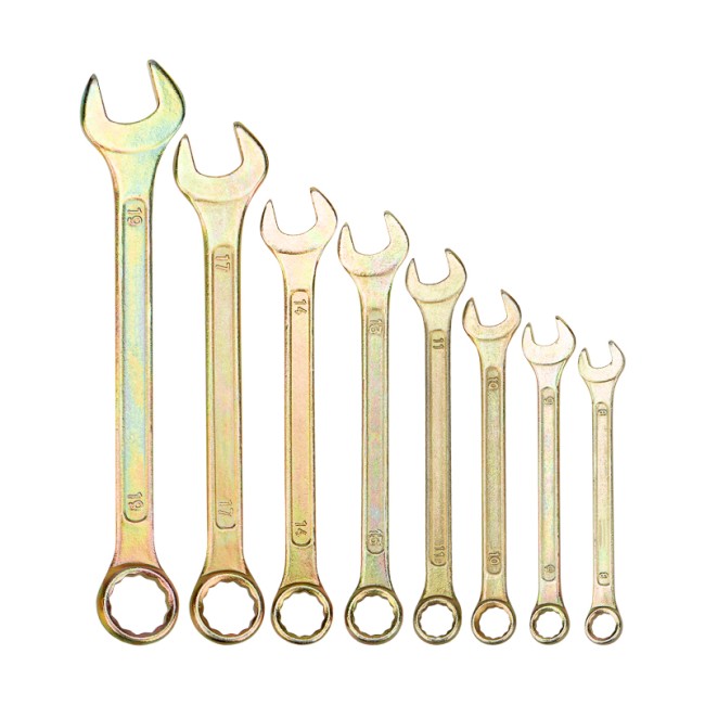 Набор ключей комбинированных (8-11, 13, 14, 17, 19мм), 8 шт, желтый цинк REXANT Набор ключей комбинированных (8-11, 13, 14, 17, 19мм), 8 шт, желтый цинк REXANT