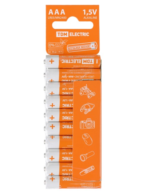 Элемент питания LR03 AAA Alkaline 1,5V SC-10 TDM Элемент питания LR03 AAA Alkaline 1,5V SC-10 TDM