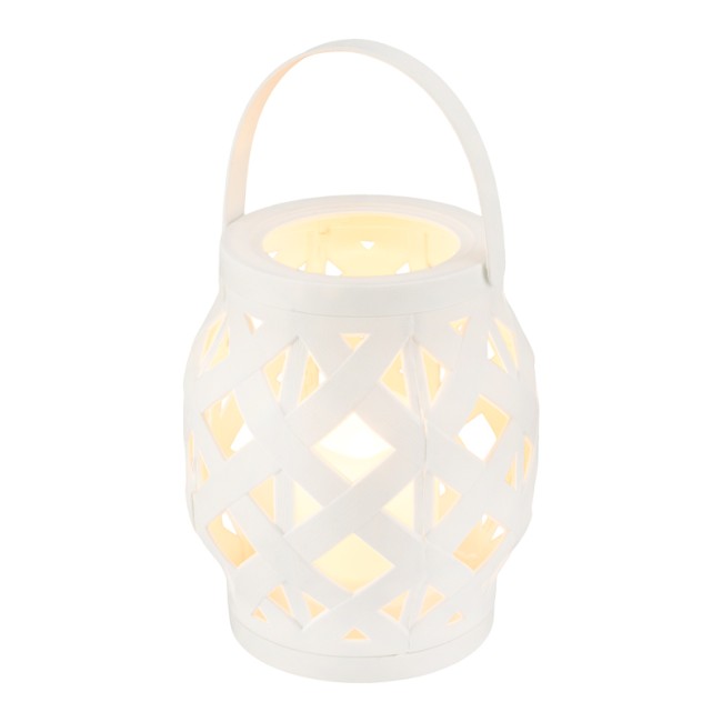 Декоративный фонарь со свечкой, плетеный корпус, белый, размер 14х14х16,5 см, цвет теплый белый Декоративный фонарь со свечкой, плетеный корпус, белый, размер 14х14х16,5 см, цвет теплый белый