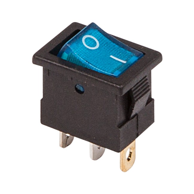 Выключатель клавишный 12V 15А (3с) ON-OFF синий  с подсветкой  Mini  (RWB-206-1, SC-768)  REXANT