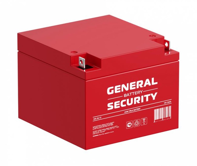 Аккумулятор 12В 26А.ч General Security GSL26-12 Аккумулятор 12В 26А.ч General Security GSL26-12