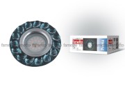 DLS-P107 GU5.3 CHROME/SMOKE+CLEAR Светильник декоративный встраиваемый, серия Peonia. Без лампы, цоколь GU5.3. Металл/стекло. Хром/дымчато-белый+прозрачный. ТМ Fametto