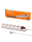 Сетевой фильтр СФ-05В выключатель, 5 гнезд, 3 метра, с/з, ПВС 3х0,75мм2 10А/250В белый TDM Сетевой фильтр СФ-05В выключатель, 5 гнезд, 3 метра, с/з, ПВС 3х0,75мм2 10А/250В белый TDM