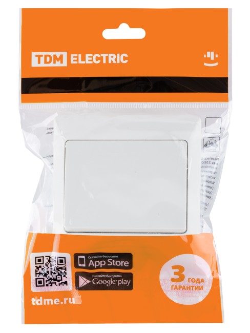 Выключатель 1 кл. 10А белый "Ильмень"   TDM Выключатель 1 кл. 10А белый "Ильмень"   TDM