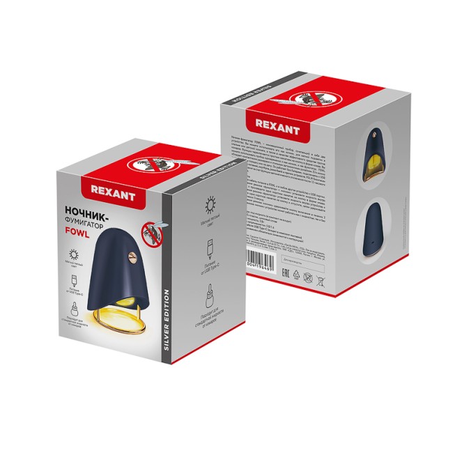 Ночник-фумигатор USB, S 30м², темно-синий REXANT Ночник-фумигатор USB, S 30м², темно-синий REXANT