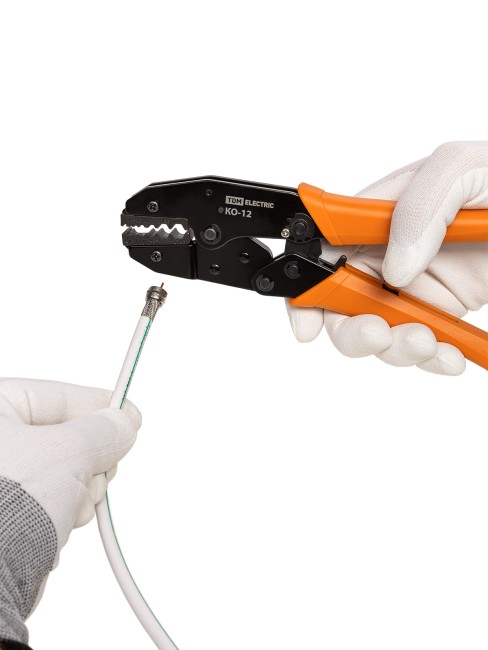 Клещи обжимные КО-12, обжим F и BNC разъемов (RG-58, RG-59, RG-62, RG-174, FO), "МастерЭлектрик" TDM Клещи обжимные КО-12, обжим F и BNC разъемов (RG-58, RG-59, RG-62, RG-174, FO), "МастерЭлектрик" TDM