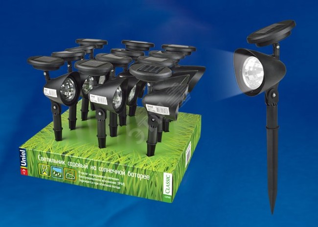 Светодиодный садовый светильник USL-C-691/PT270 FLASH SET12 на солнечной батарее  Белый свет.  1*AA Ni-Cd аккумулятор в/к. IP4 4 Uniel цена за 1 шт