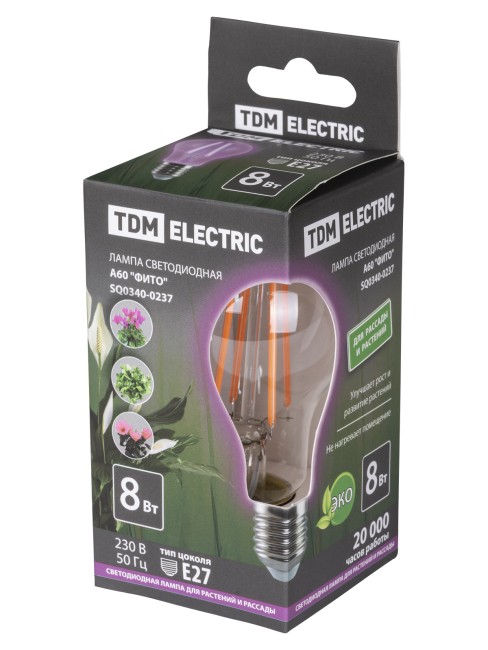 Лампа светодиодная A60-8 Вт-230 В-E27-CL "ФИТО" 60*108 мм TDM Лампа светодиодная A60-8 Вт-230 В-E27-CL "ФИТО" 60*108 мм TDM